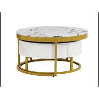 MR Modern Round  Nesting Coffee Table with Drawers in White WQLY322-WF307201AAK