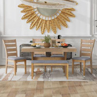 Farm on table Dining Table Set, Table and Upholstered Chairs & Bench for Dining Room