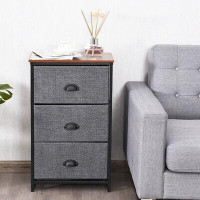 Rebrilliant Nightstand Side Table Storage Tower Dresser Chest With 3 Drawers