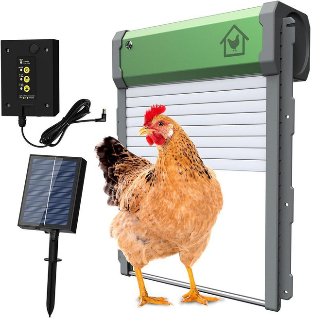 NEW SOLAR POWERED AUTOMATIC CHICKEN COOP DOOR REMOTE TIMER SENSOR S1223 in Other in Alberta - Image 2