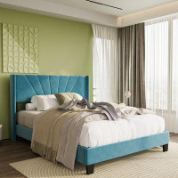 Latitude Run® Velvet Upholstered Platform Bed
