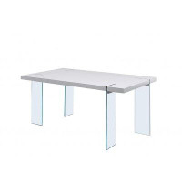 Orren Ellis 66" X 38" X 30" White High Gloss & Clear Glass Dining Table