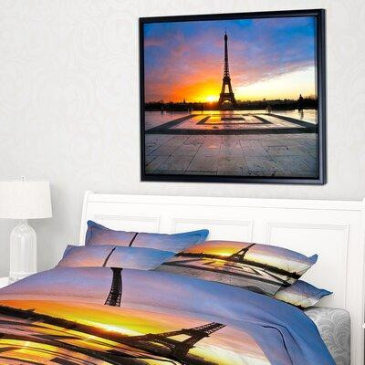 Made in Canada - East Urban Home Landscape 'Paris Eiffel Tower at Beautiful Sunrise' Framed Photographic Print on Wrappe in Arts & Collectibles