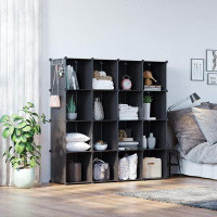 Ebern Designs Cube Storage Organizer, 16-Cube Shelves Units, Closet Cabinet, DIY Plastic Modular Bookshelf, Bookcase, St