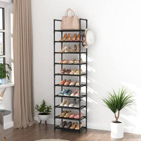 Rebrilliant 10 Tiers Tall Shoe Rack 20-25 Pairs Boots Organizer Storage Sturdy Narrow Shoe Shelf For Entryway, Closets W