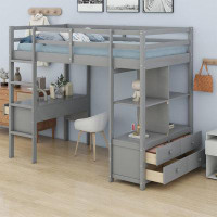 Harriet Bee Twin Size Loft Bed With Built-In Desk With Two Drawers, And Storage Shelves And Drawers