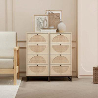 Bay Isle Home™ Set Of 2 Natural Rattan, Cabinet With 4 Drawers