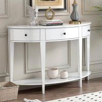 Ceballos U-Style Modern Curved Console Table Sofa Table With 3 Drawers And 1 Shelf For Hallway, Entryway, Living Room