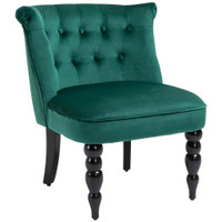 VINTAGE LEISURE ACCENT CHAIR WITH BUTTON TUFTED STRAIGHT BACK, TURNED LEGS