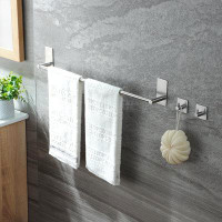 Co-t Towel Bar - 24 Inch Towel Holder With 2 Packs Adhesive Hooks, Hand Towel Rack Stick On Wall, Stainless Steel Bathro