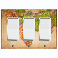 WorldAcc Metal Light Switch Plate Outlet Cover (Kitchen Grape Vine Wine Paint Print - Single Toggle)