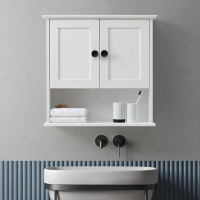 Wildon Home® Bathroom Wall Cabinet Wooden Medicine Cabinet Buffering Hinge MDF Material Storage Organizer