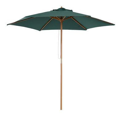 Arlmont & Co. 8FT Wood Patio Umbrella Round Market Umbrella Garden Parasol in Patio & Garden Furniture