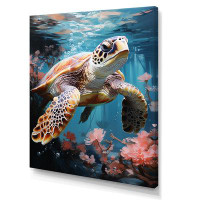 Bay Isle Home™ Playful Sea Turtle - Turtle Animal Wall Art Living Room