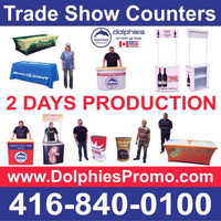 Portable Promo Marketing Event Sampling Pop Up Kiosk Table Promotional Counter + CUSTOM GRAPHICS - www.DolphiesPromo.com