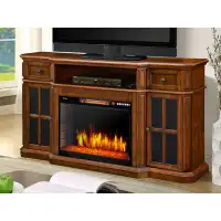Muskoka Sinclair 60" Electric Fireplace TV Stand in Aged Cherry - Drawers & Cabinets - 25" Electric Firebox