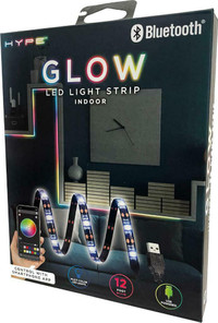 HYPE GLOW® 12 FT BLUETOOTH LED STRIP LIGHTS -- Control the colour of your lights using your smartphone!