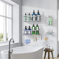 Rebrilliant Shower Shelf For Inside Shower, Adhesive Shower Caddy, Bathroom Shower Organizer Wall Mounted Shampoo Holder