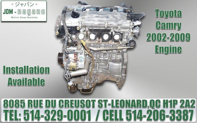 Toyota Camry 2002 2003 2004 2005 2006 2007 2008 2009 Moteur Engine Installation Available in Other in Greater Montréal