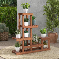 Topbuy Topbuy 6 Tier Wood Plant Stand Tiered Plant Shelf For Multiple Potted Plants With High Low Structure Indoor & Out