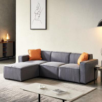 Latitude Run® Modular Sofa L Shape With Convertible Ottoman Chaise, Upholstered Sofa