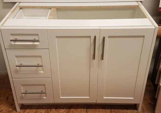 New - 48, 52, 56 and 60 In - 2 Door, 6 Drawer Sink Vanity w Soft Close Hardware &amp; Handles -   ( Single Sink Design ) in Cabinets & Countertops in Alberta - Image 4