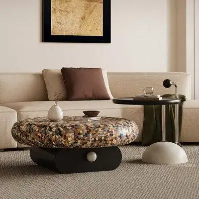 The round rainbow coffee table combination is creative and reflects a high-level full artistic sense...