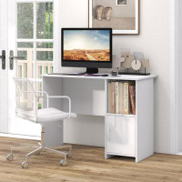 Ebern Designs Ebern Designs Modern Computer Desk with Cabinet Cable Holes & Open Shelf Storage for Home Office