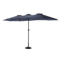 Arlmont & Co. 14.8 Ft Double Sided Outdoor Umbrella Rectangular Large For Sunshade With Crank