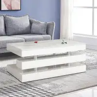 Wrought Studio Practical design Coffee Table with spacious rectangular tabletop and Silver metal frame