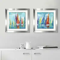 Highland Dunes Fine Day Sailing II 2 Piece Framed Acrylic Painting Print Set
