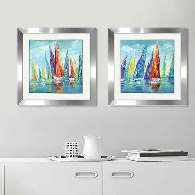 Highland Dunes Fine Day Sailing II 2 Piece Framed Acrylic Painting Print Set in Arts & Collectibles