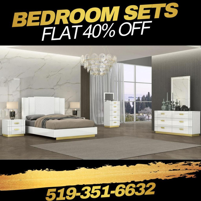 Modern LED Bedroom Set in Silver and White Color !! in Beds & Mattresses in Windsor Region - Image 4