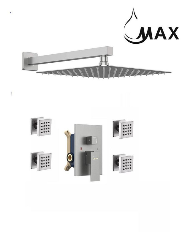 Wall Shower System Set Two Functions With 4 Body Jets Brushed Nickel Finish in Plumbing, Sinks, Toilets & Showers