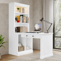 Wildon Home® 83.4"Tall Bookshelf With Writing Desk, Modern Bookcase With Study Desk, Workstation With Storage Shelf,Stor