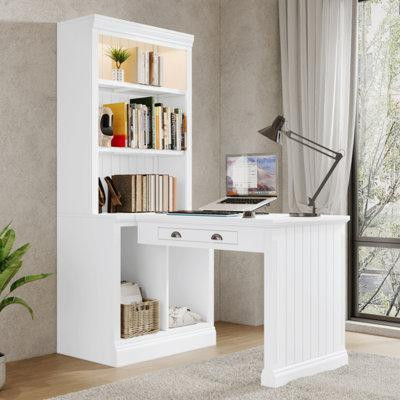 Wildon Home® 83.4"Tall Bookshelf With Writing Desk, Modern Bookcase With Study Desk, Workstation With Storage Shelf,Stor in Desks