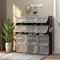 Rebrilliant Rebrilliant Portable Shoe Rack Organizer 12-cube 48 Pair Shoe Shelf Storage Cabinet W/hook
