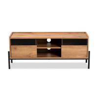 Lefancy.net Lefancy  Tasman Modern and Contemporary Industrial Finished Wood and Black Metal 2-Door TV Stand