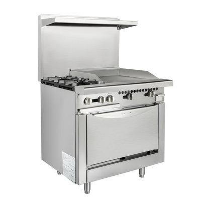 HOCCOT Hoccot Commercial Natural Gas Range Stove 39.37” with 2 Burners, Standard Oven & 24-inch griddle in Other