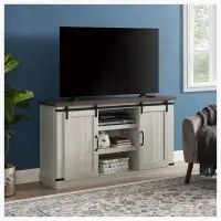 Gracie Oaks TV Stand for TV Up to 55", Media Console with Sliding Doors and Open Storage Space