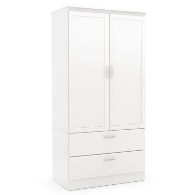 Latitude Run® Armoire-penderie avec 2 tiroirs White Armoire in Dressers & Wardrobes in Québec