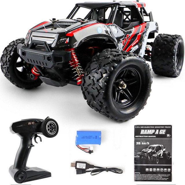 MotionGrey 1:18 Remote Control RC Car High-Speed 35km/h 4WD RC 2.4 Ghz Toy Off Road Monster Truck Buggy All Terrain Red in Toys & Games