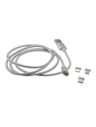 3 in 1 Magnetic Cable Micro USB + 8 Pin + Type C Fast Connect USB Cable - Silver in Cell Phone Accessories - Image 4