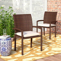 Winston Porter Brochan Stacking Patio Dining Chair with Cushion