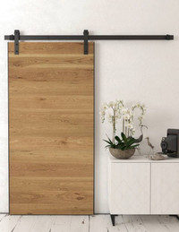 SOLID OAK PANEL (NATURAL) 40 x 83 - Barn Door & Hardware   Also Available in Grey Oak & White