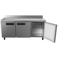 KoolMore Koolmore 72" Stainless Steel 3 Door Worktop Commercial Refrigerator With 3 1/2 Backsplash - 16.9 Cu.Ft, Model: