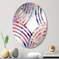 Design Art Pink Floral Feathered Dream - Baptist Fan Decorative Mirror Oval