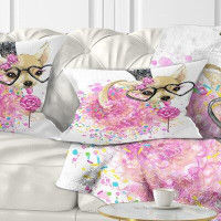 East Urban Home Animal Cute Dog with Crown and Glasses Lumbar Pillow