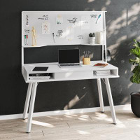 Lipoton Study Computer Desk With Storage & Magnetic Dry Erase White Board