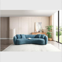 Brayden Studio Half Moon Polyester Fabric Upholstered Sofa With Curved Backrest